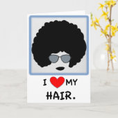 Carte J'aime mes cheveux - Afro (Fleur jaune)