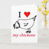 Carte J'aime mes poulets (Fleur jaune)