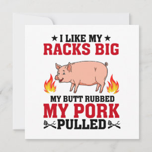 Carte J'aime Mes Râteliers Gros BBQ, Citation Porc Fessi