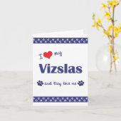 Carte J'Aime Mes Vizslas (Chiens Multiples) (Fleur jaune)