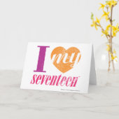 Carte J'Aime Mon 17 Orange (Fleur jaune)