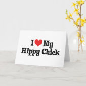 Carte J'Aime Mon Chick Hippy (Fleur jaune)