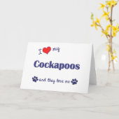Carte J'aime mon Cockapoos (les chiens multiples) (Fleur jaune)