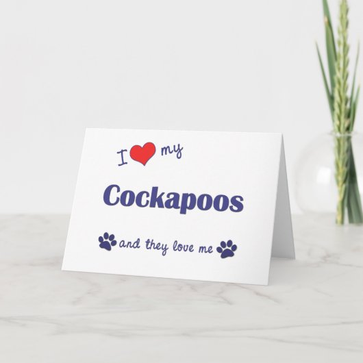 Carte J'aime mon Cockapoos (les chiens multiples) (Devant)