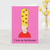 Carte J'Aime Mon Coiffeur Blonde Beehive (Fleur jaune)