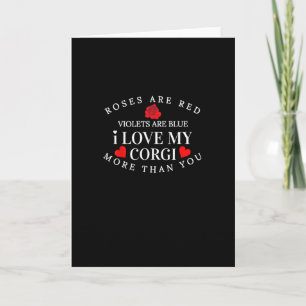 Carte J'aime mon Corgi plus que toi, drôle d'amoureux de
