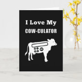 Carte J'Aime Mon Cow-culator Funny Math Calculator Pun (Fleur jaune)