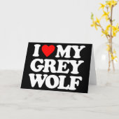 CARTE J'AIME MON LOUP GRIS (Fleur jaune)