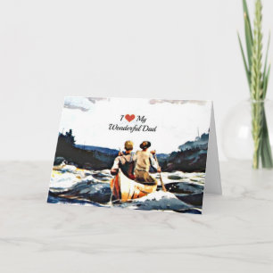 Carte J'aime mon merveilleux papa, Canoë dans les rapide