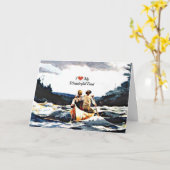 Carte J'aime mon merveilleux père, le canot dans les rap (Fleur jaune)