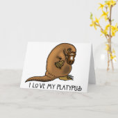 Carte J'aime mon ornithorynque (Fleur jaune)