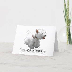 Carte J'aime mon petit chien blanc - Westie