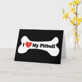 Carte J'Aime Mon Pitbull - Os De Chien (Fleur jaune)