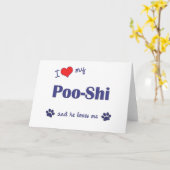 Carte J'Aime Mon Poo-Shi (Chien Homme) (Fleur jaune)