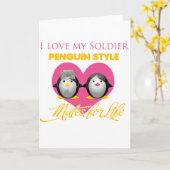 Carte J'aime mon style de pingouin de soldat (Fleur jaune)