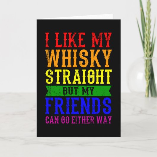 Carte J'AIME MON WHISKY STRAIGHT LGBT Pride Moth LGBTQ (Devant)