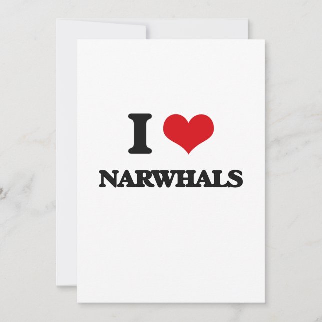 Carte J'aime Narwhals (Devant)