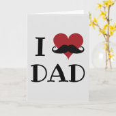 Carte J'aime papa Coeur Mustache Rouge Noir (Fleur jaune)