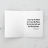 Carte J'aime Toi Et Mon Téléphone Amusant Drôle (Intérieur)
