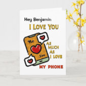 Carte J'aime Toi Et Mon Téléphone Amusant Drôle (Fleur jaune)