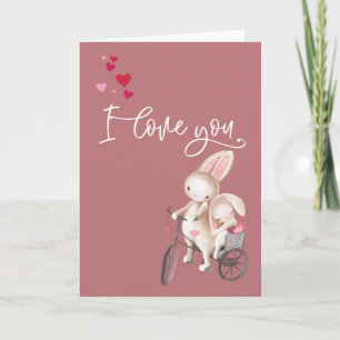 Carte J'aime ton petit lapin en dupe Saint Valentin