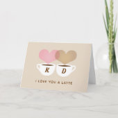 Carte J'aime un café personnalisé monogramme initial caf (Devant)