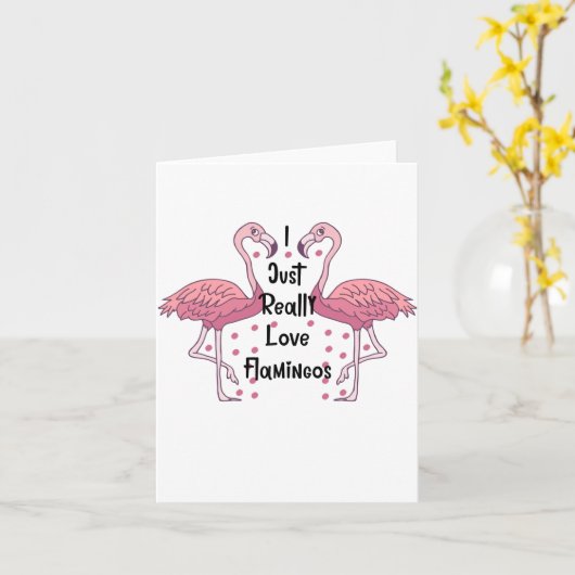 Carte J'Aime Vraiment Les Flamants roses, Les Flamants r (Fleur jaune)