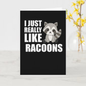 Carte J'Aime Vraiment Racoons Cute Raccoon (Fleur jaune)