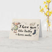 Carte J'aime You Like Dobby Aime les Chaussettes (Fleur jaune)