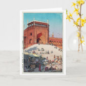 Carte Jama Masjid, Delhi, Hiroshi Yoshida (Fleur jaune)