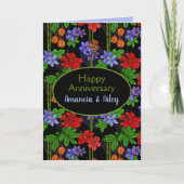 Carte Jamaican Tropical Palms and Flowers Anniversary (Devant)