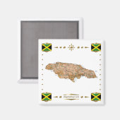 Carte Jamaïque + Magnet des drapeaux (Recto/Verso)