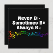 Carte Jamais B Plat, Parfois B Sharp Flat Card (Devant / Derrière)