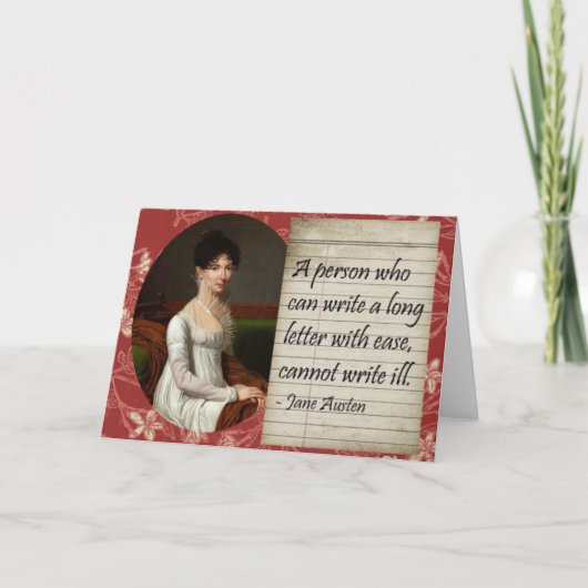 Carte Jane Austen écrivant la conception inspirée (Devant)