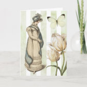 Carte Jane Austen inspirée vintage bleu rayé joli (Devant)