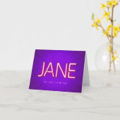 Carte Jane Nom en néons lumineux (Fleur jaune)