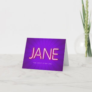 Carte Jane Nom en néons lumineux