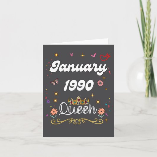 Carte January 1990 Queen Since January 1990 Birthday Gir (Devant)