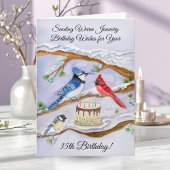 Carte January 35th Birthday Backyard Birds Watercolor