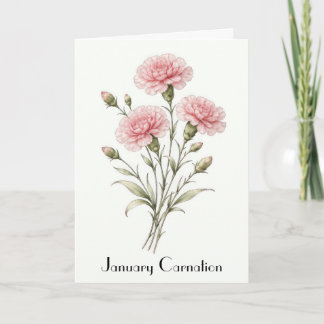 Carte January Carnation Flowers Greeting