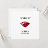 Carte January Garnet Personalized Birthday (Devant/Arrière en situation)