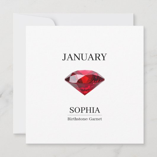 Carte January Garnet Personalized Birthday (Devant)