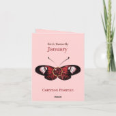Carte January Red Common Postman Butterfly Illustration (Dos)