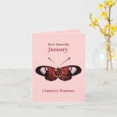 Carte January Red Common Postman Butterfly Illustration (Fleur jaune)