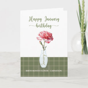Carte Janvier Anniversaire Carnation Mois de naissance F