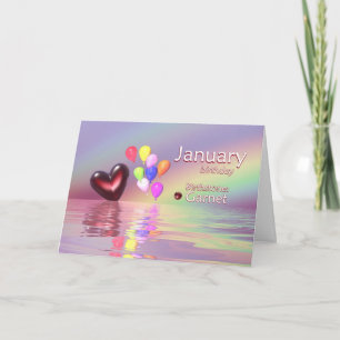 Carte Janvier Anniversaire Garnet Coeur