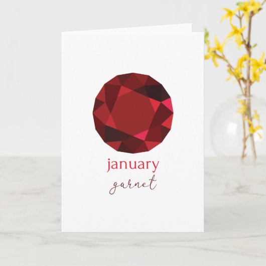 Carte Janvier Birthstone Garnet (Fleur jaune)