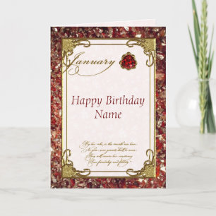 Carte Janvier Garnet Birthstone Birthstone Birthday Card