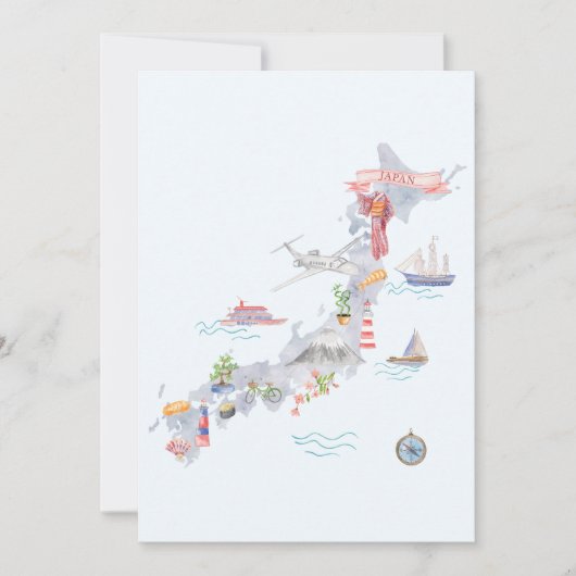 Carte Japan Illustrated Map Flat Greeting (Devant)