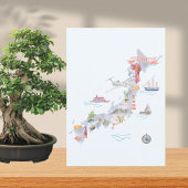 Carte Japan Illustrated Map Flat Greeting